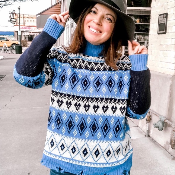 Honey Punch Mixed Pattern Sweater - Picture 2 of 2